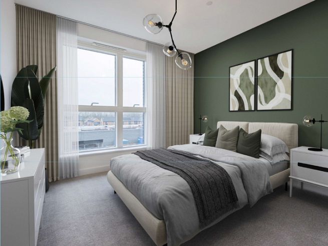 These internal photographs of a typical apartment have been digitally enhanced for marketing purposes only. The photographs include computer generated examples of furniture, lighting and accessories for demonstration and are not included with the sale